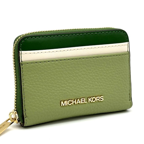 Michael Kors Medium Jet Set Travel ZA Card Case Wallet Fern Green Multi - Picture 3 of 7